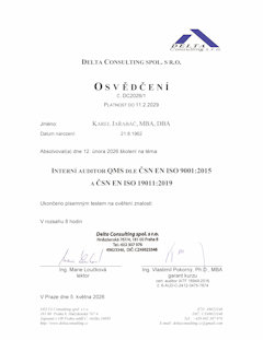 Osvědčení auditor QMS